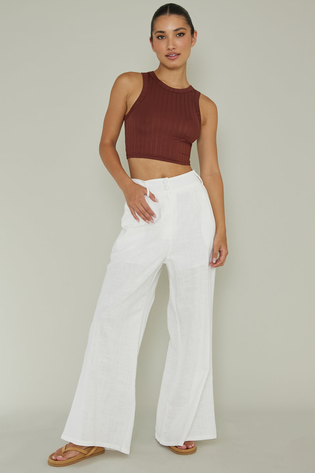 Seeker Ribbed Crop Top Mocha by Selfie Leslie