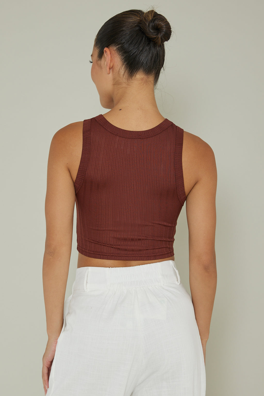 Seeker Ribbed Crop Top Mocha by Selfie Leslie