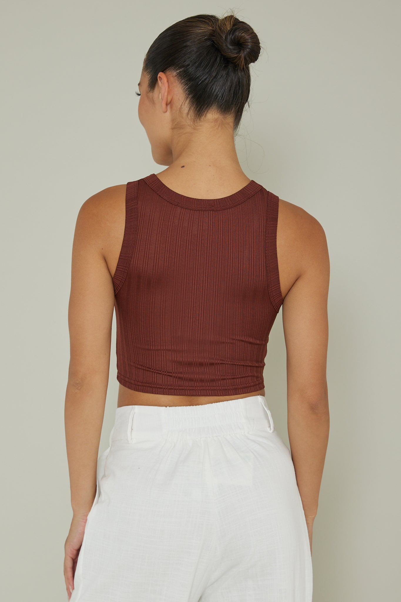 Seeker Ribbed Crop Top Mocha by Selfie Leslie