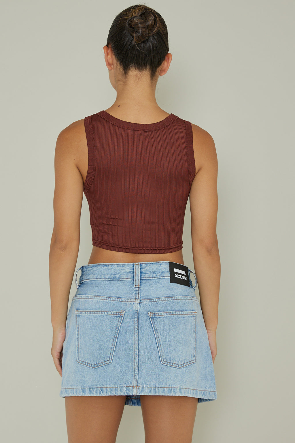 In Sync Scoop Neck Crop Top Chocolate by Selfie Leslie