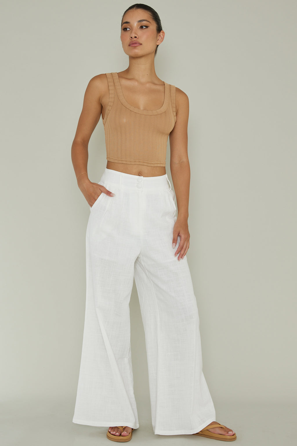 In Sync Scoop Neck Crop Top Mocha by Selfie Leslie