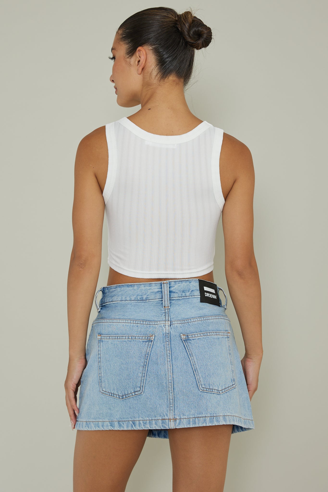 In Sync Scoop Neck Crop Top White by Selfie Leslie
