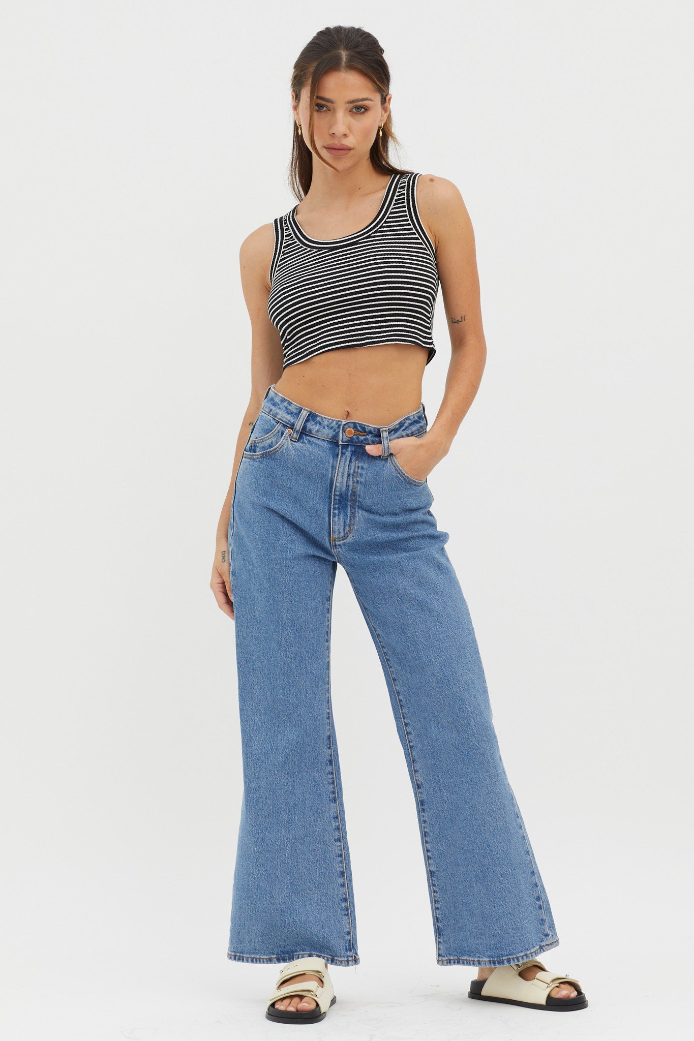 In Sync Scoop Neck Crop Top Black Base by Selfie Leslie