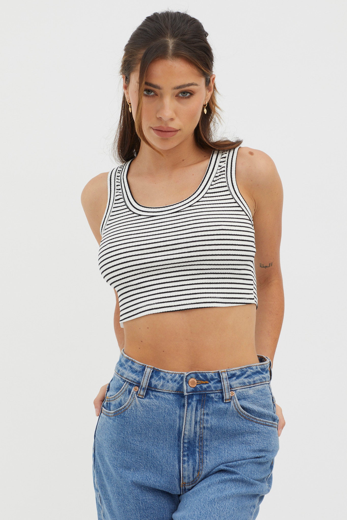 Shop the In Sync Scoop Neck Crop Top White Base - Main Image