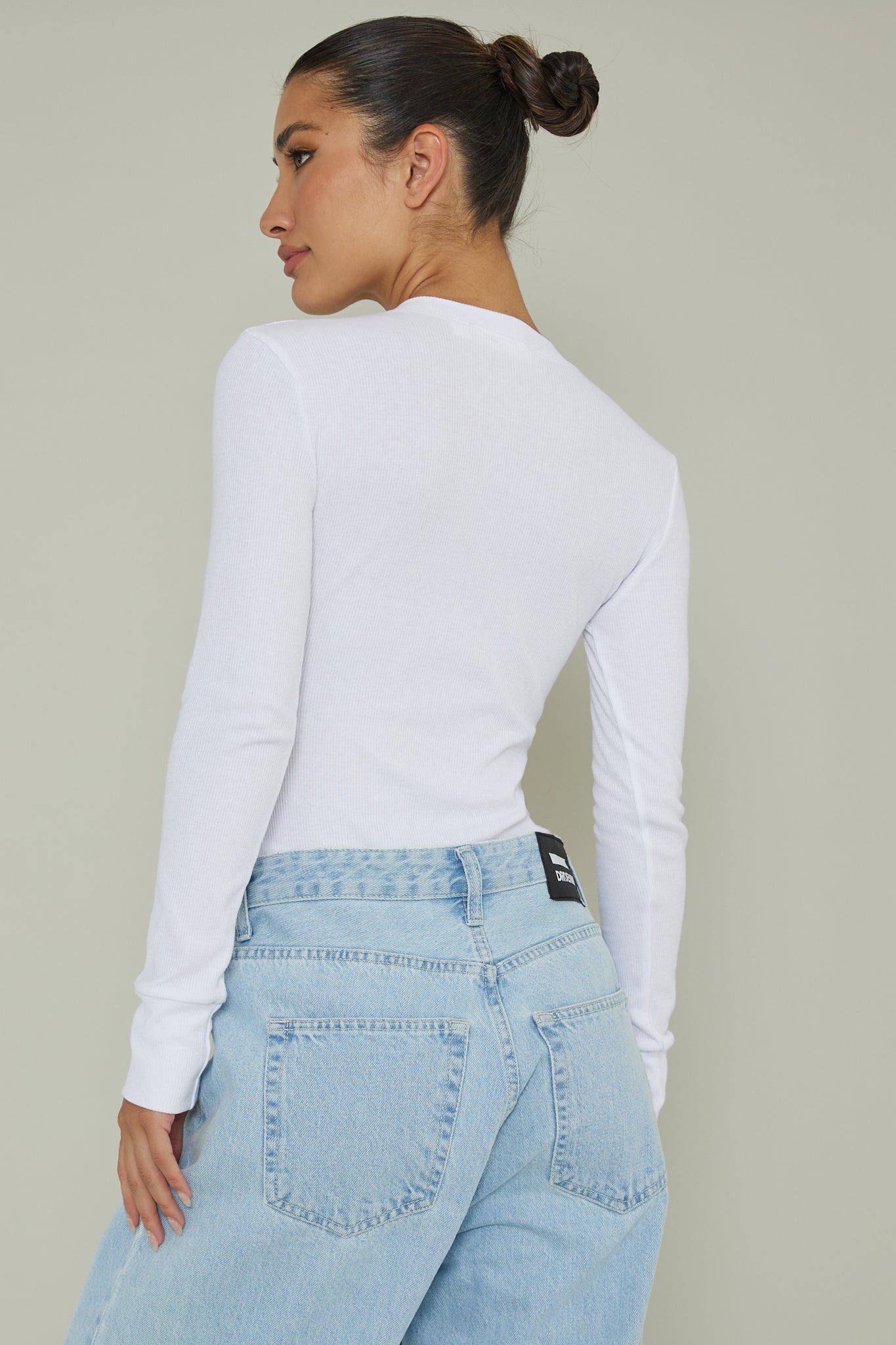 Henley Snap Front Bodysuit White by Selfie Leslie