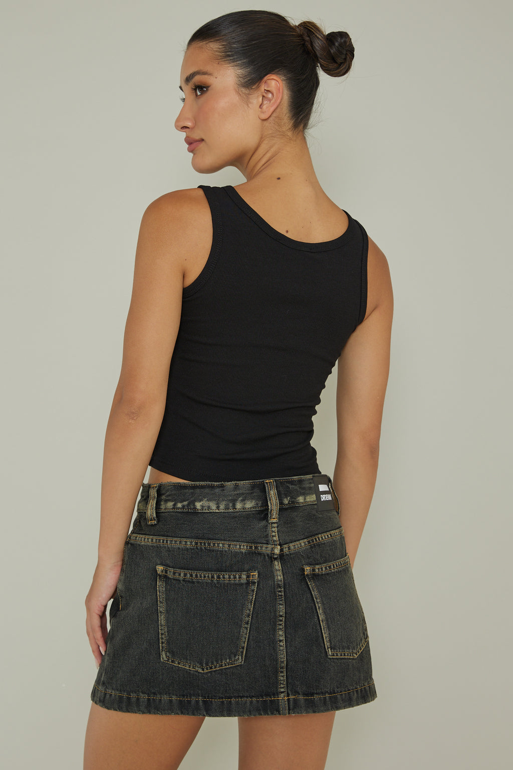 Recess Thick Strap Ribbed Top Black by Selfie Leslie