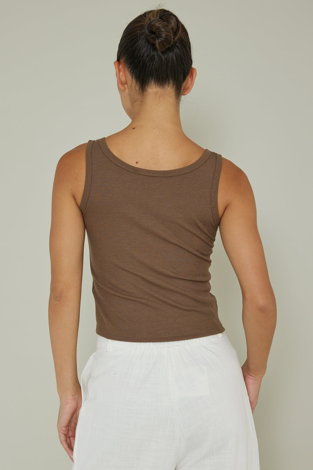 Recess Thick Strap Ribbed Top Brown by Selfie Leslie