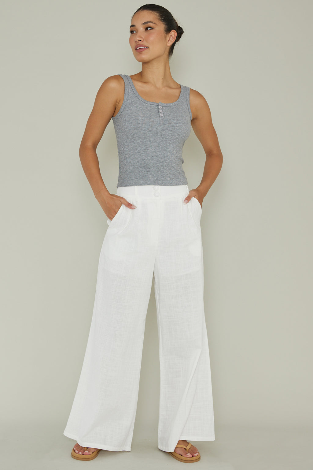 Recess Thick Strap Ribbed Top Grey by Selfie Leslie