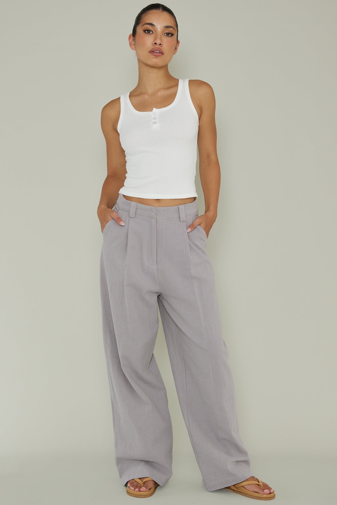 Recess Thick Strap Ribbed Top White by Selfie Leslie