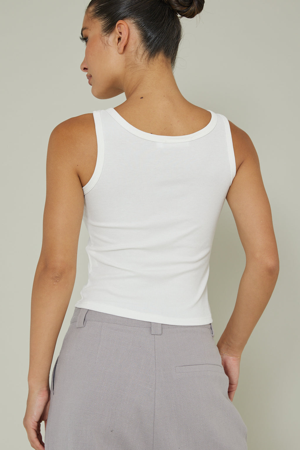 Recess Thick Strap Ribbed Top White by Selfie Leslie