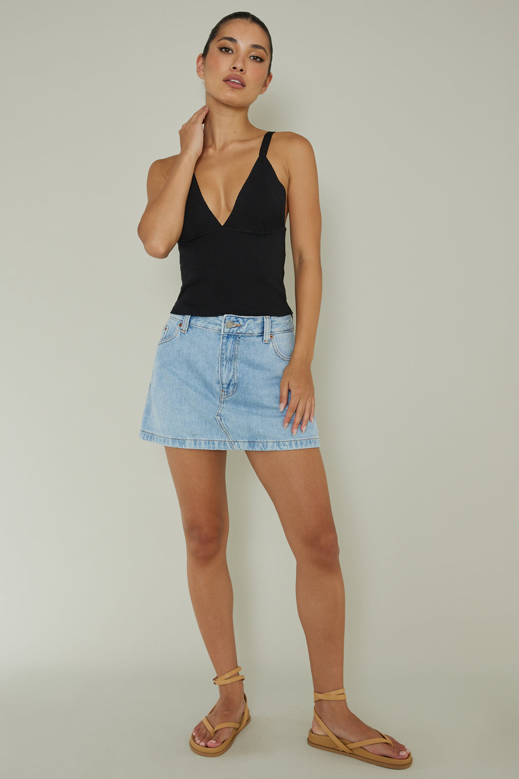 City V-Neck Knit Top Black by Selfie Leslie