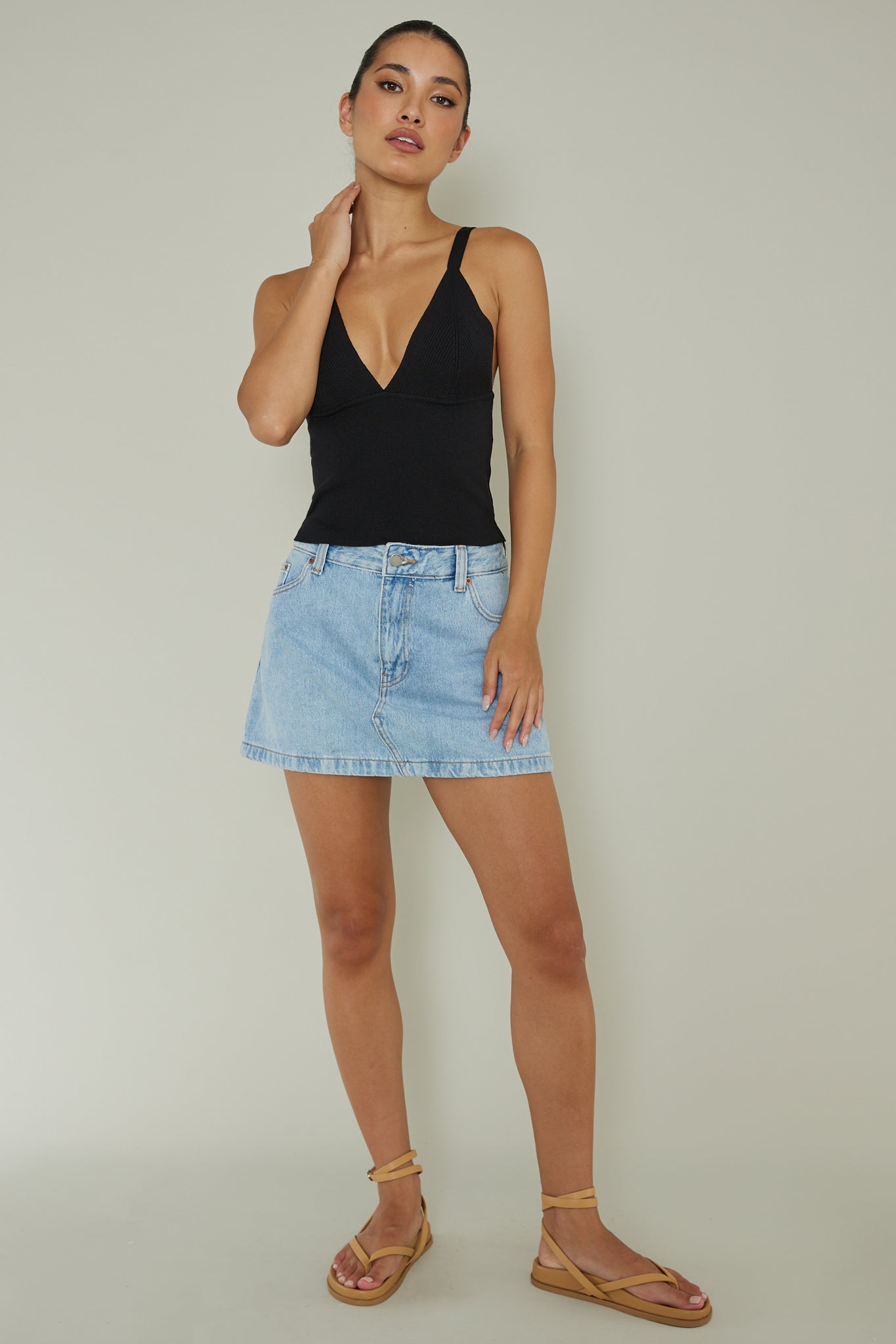 City V-Neck Knit Top Black by Selfie Leslie
