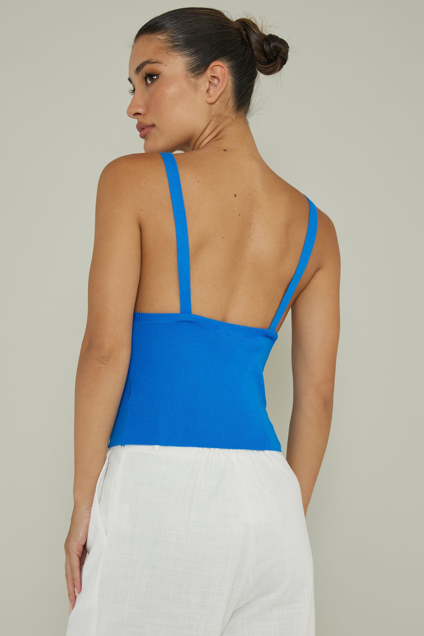 City V-Neck Knit Top Blue by Selfie Leslie