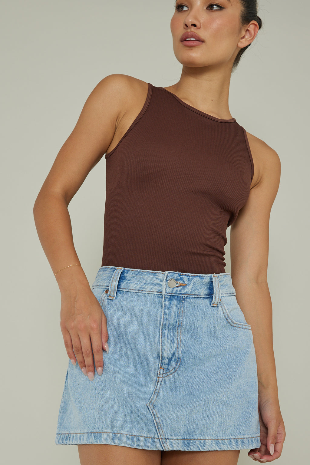 Attitude Ribbed Leotard Chocolate by Selfie Leslie