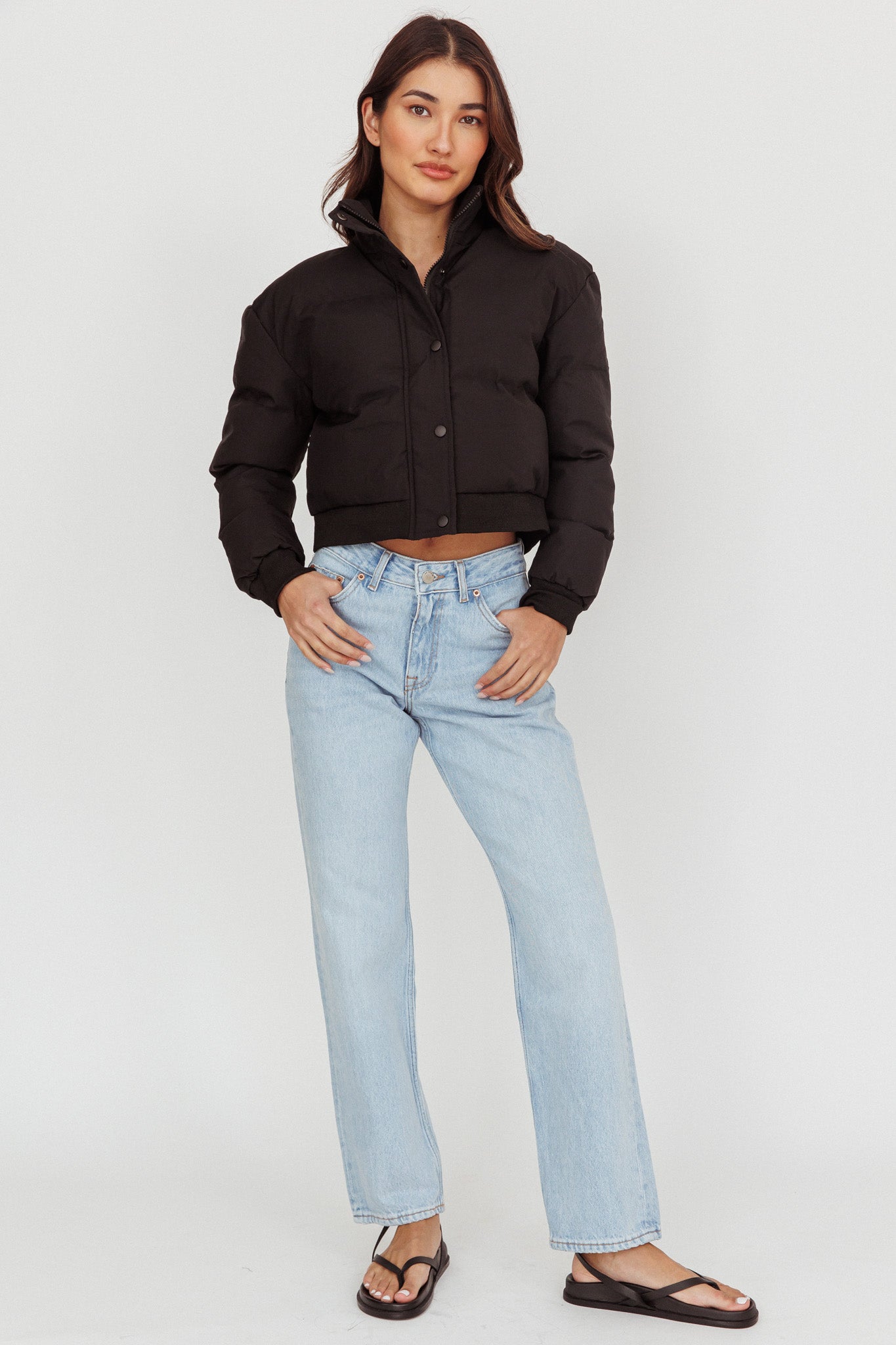 Infatuation Cropped Puffer Jacket Black– Selfie Leslie