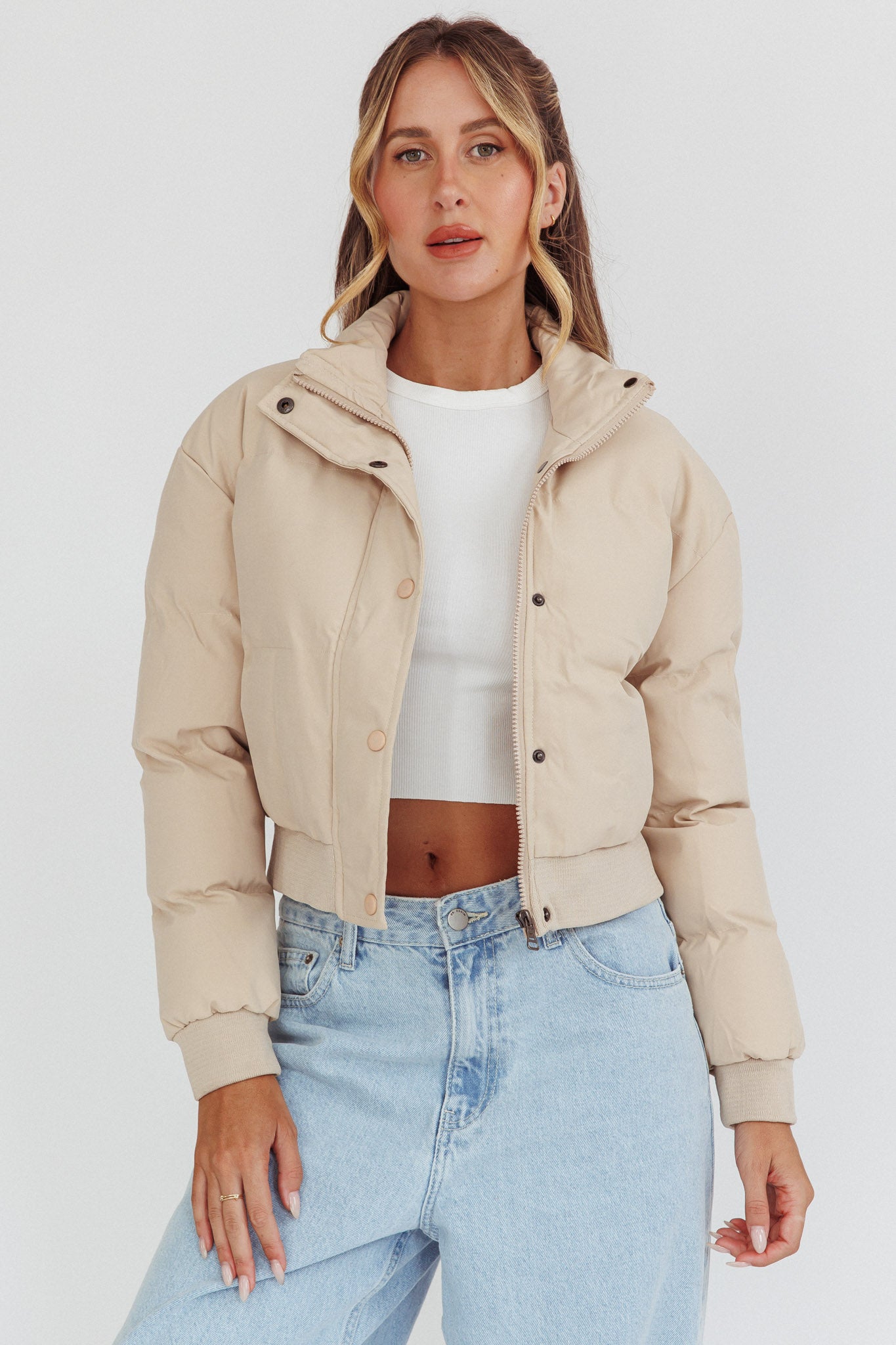 Shop the Infatuation Cropped Puffer Jacket White