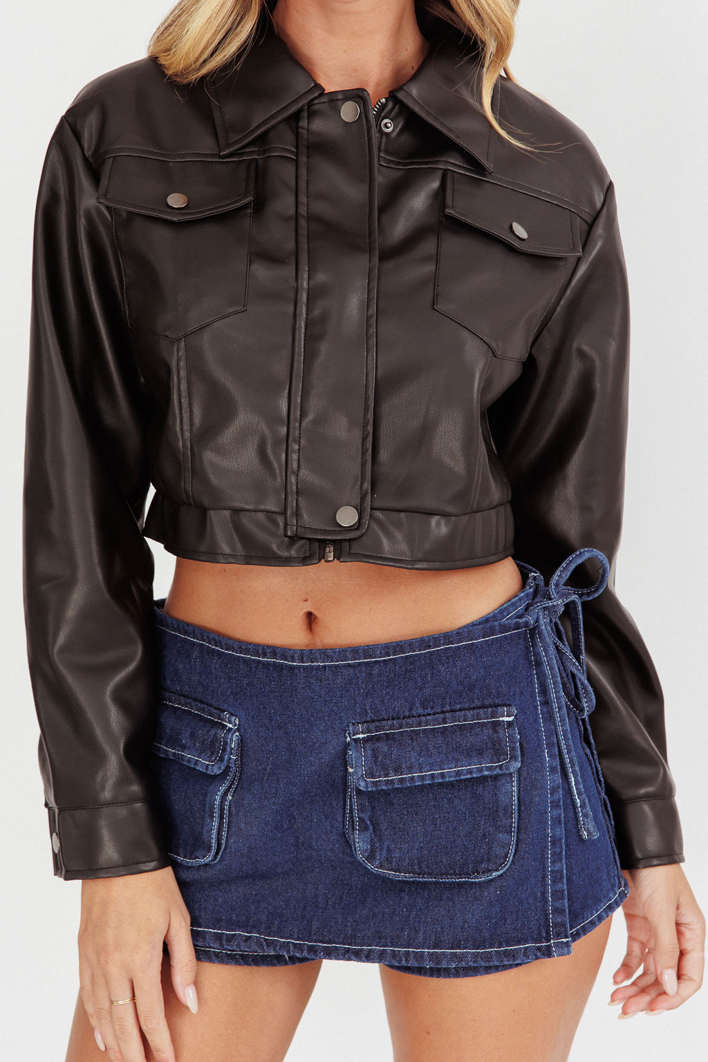 Navigator Snap Button Jacket Black by Selfie Leslie