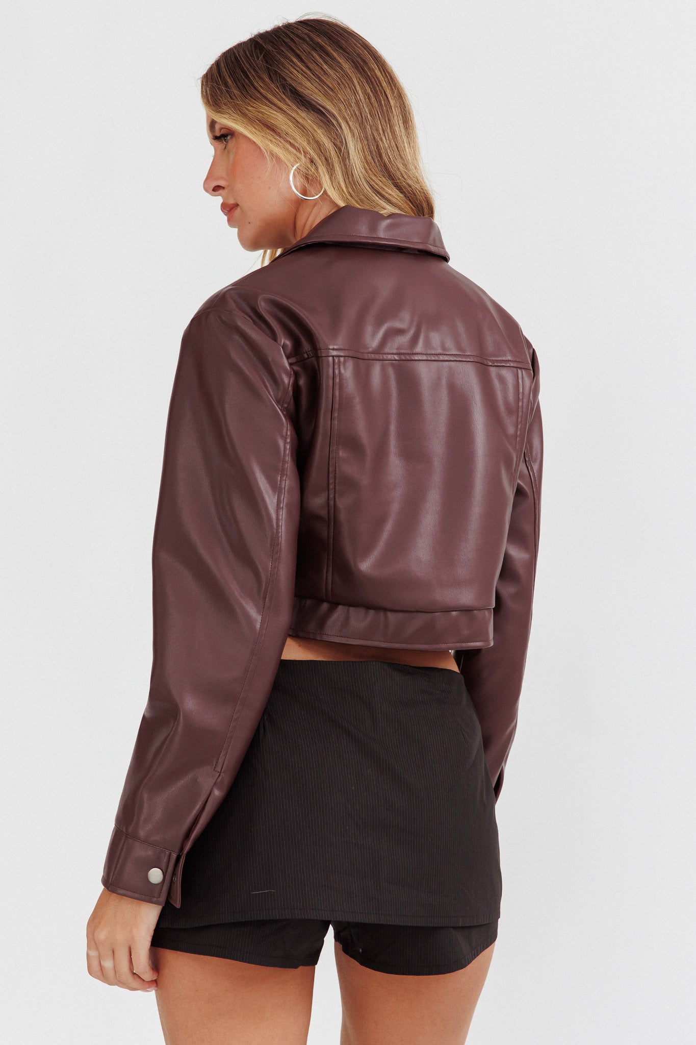 Navigator Snap Button Jacket Brown by Selfie Leslie