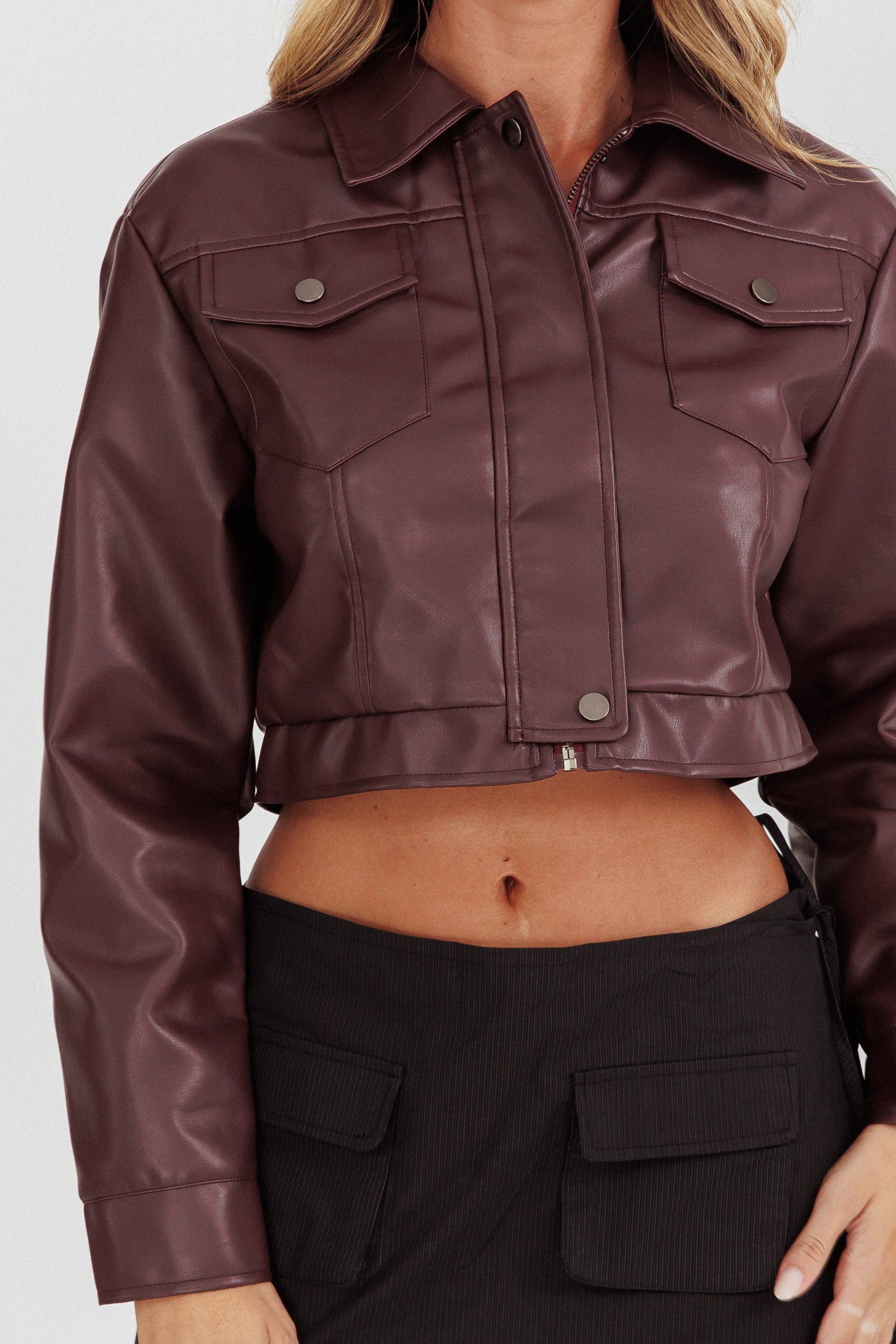 Navigator Snap Button Jacket Brown by Selfie Leslie