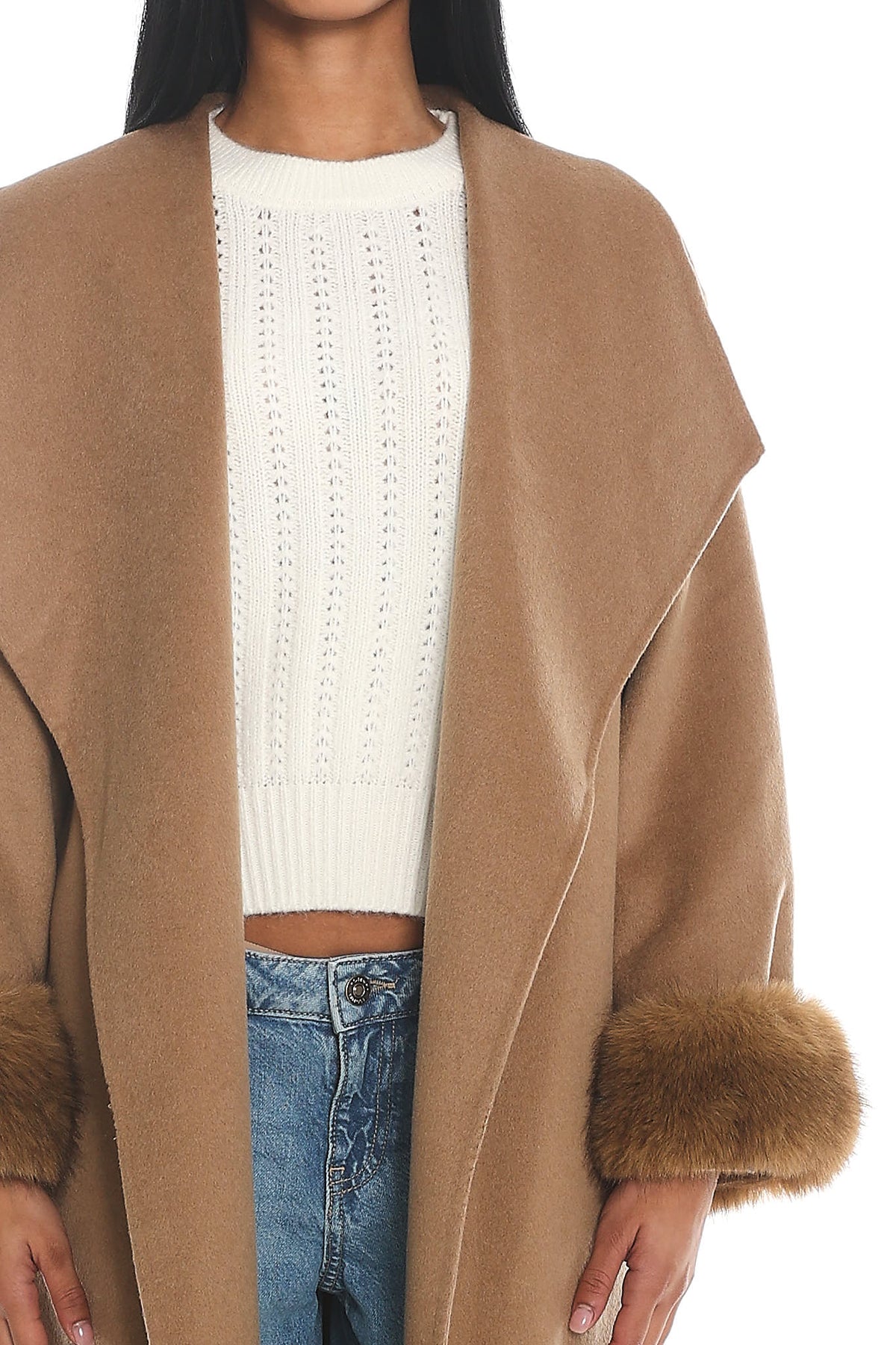 Zannora Faux Fur Coat Camel by Selfie Leslie
