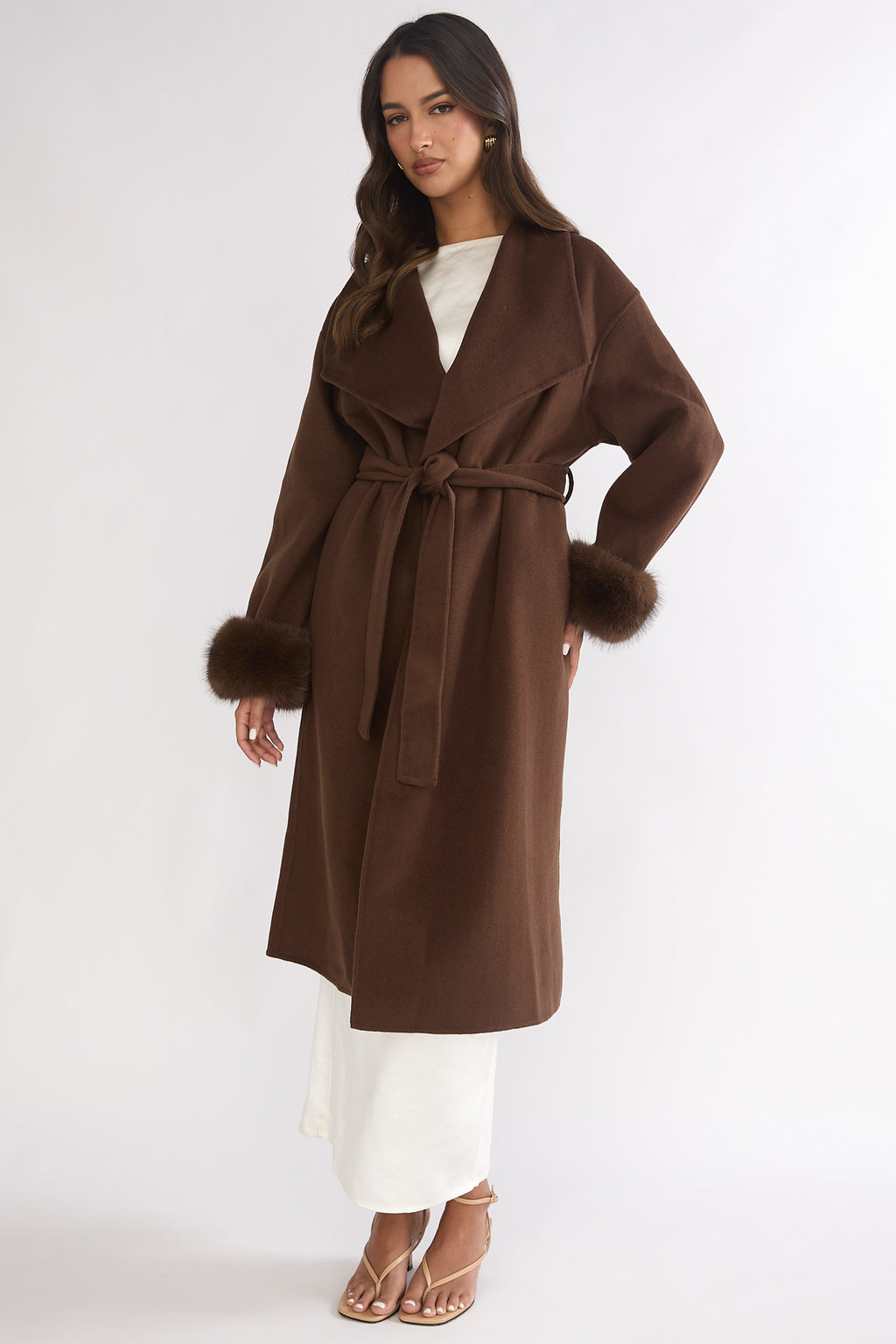 Zannora Faux Fur Coat Chocolate by Selfie Leslie