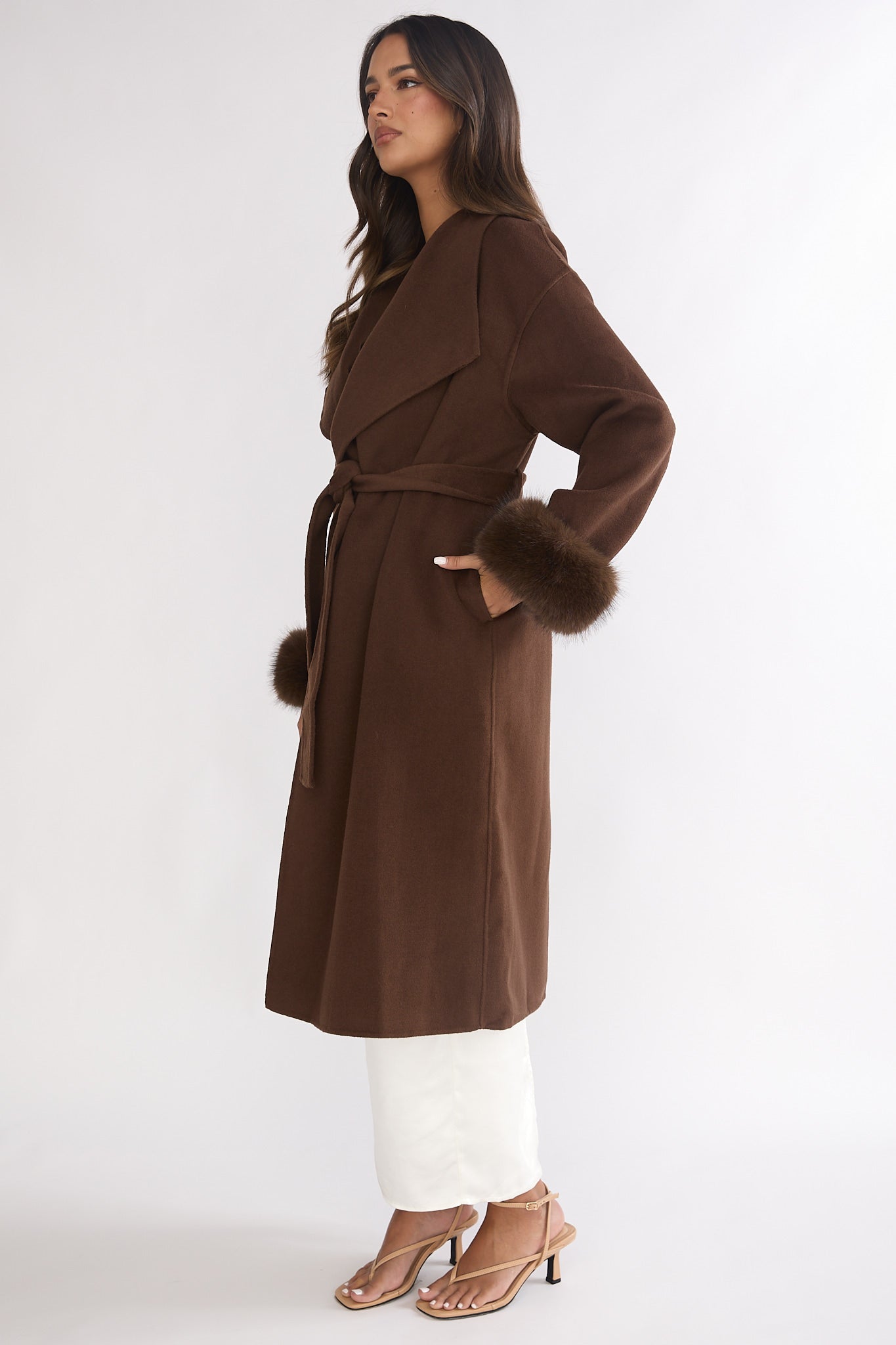 Zannora Faux Fur Coat Chocolate by Selfie Leslie