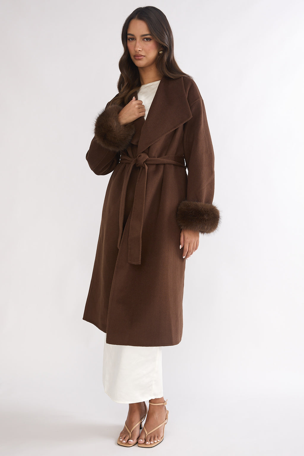Zannora Faux Fur Coat Chocolate by Selfie Leslie
