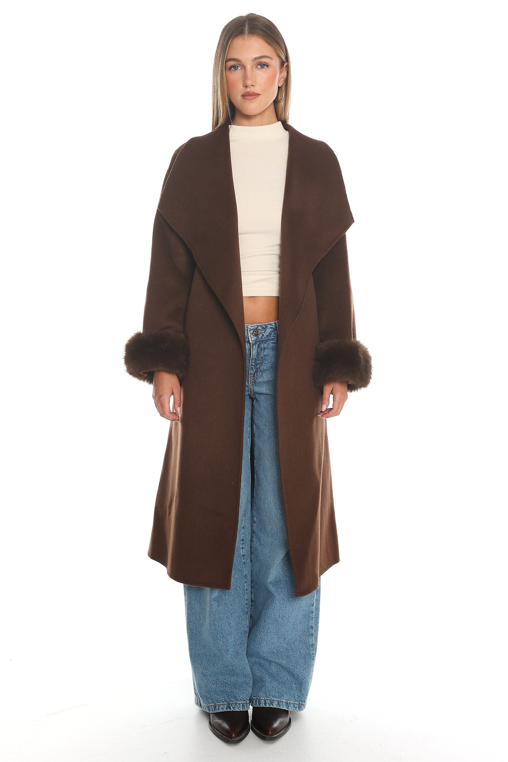 Zannora Faux Fur Coat Chocolate by Selfie Leslie