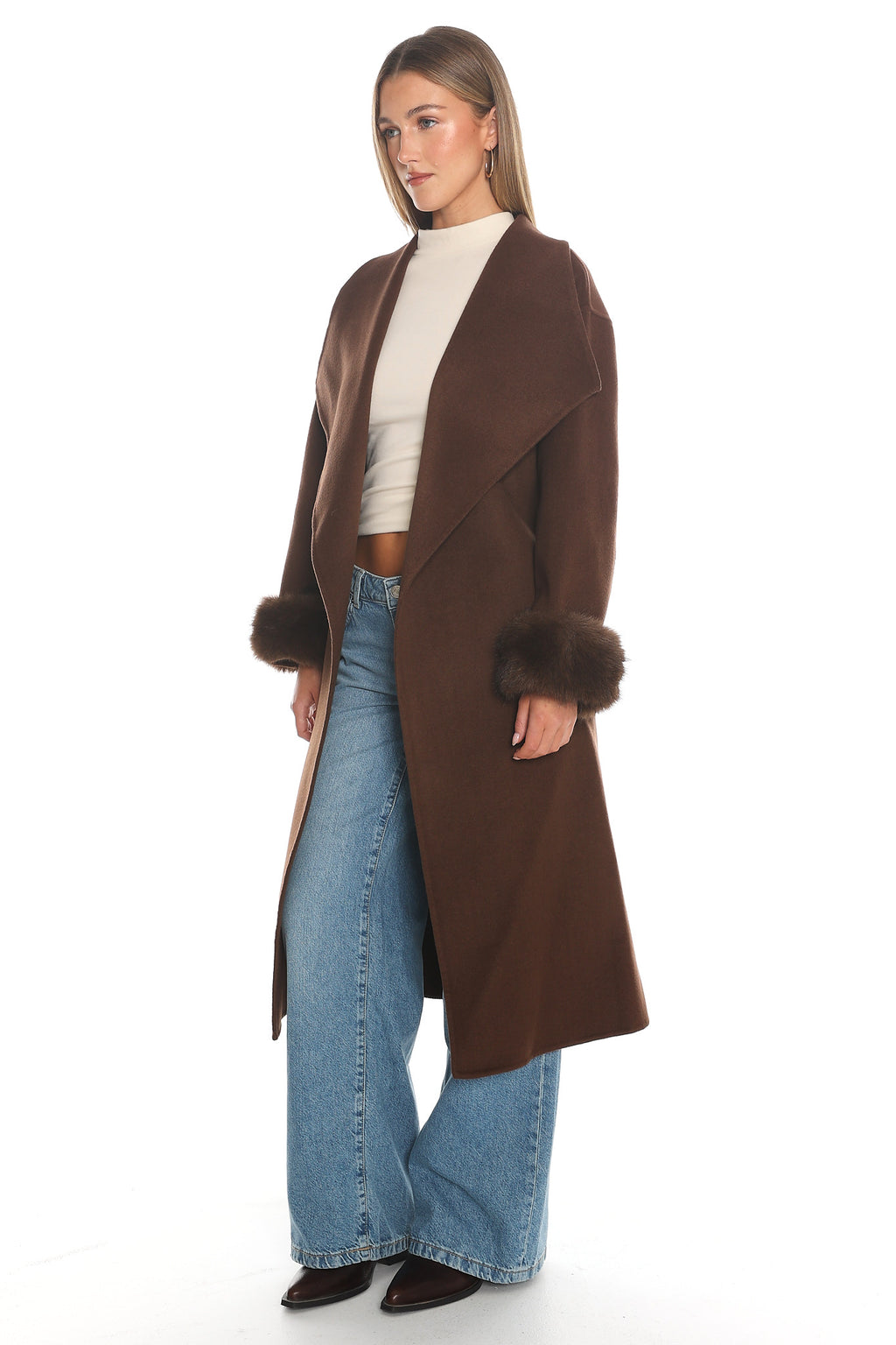 Zannora Faux Fur Coat Chocolate by Selfie Leslie