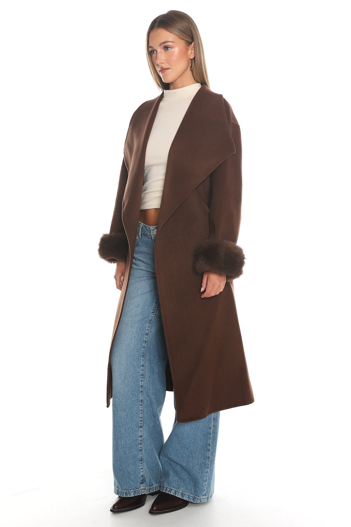 Zannora Faux Fur Coat Chocolate by Selfie Leslie