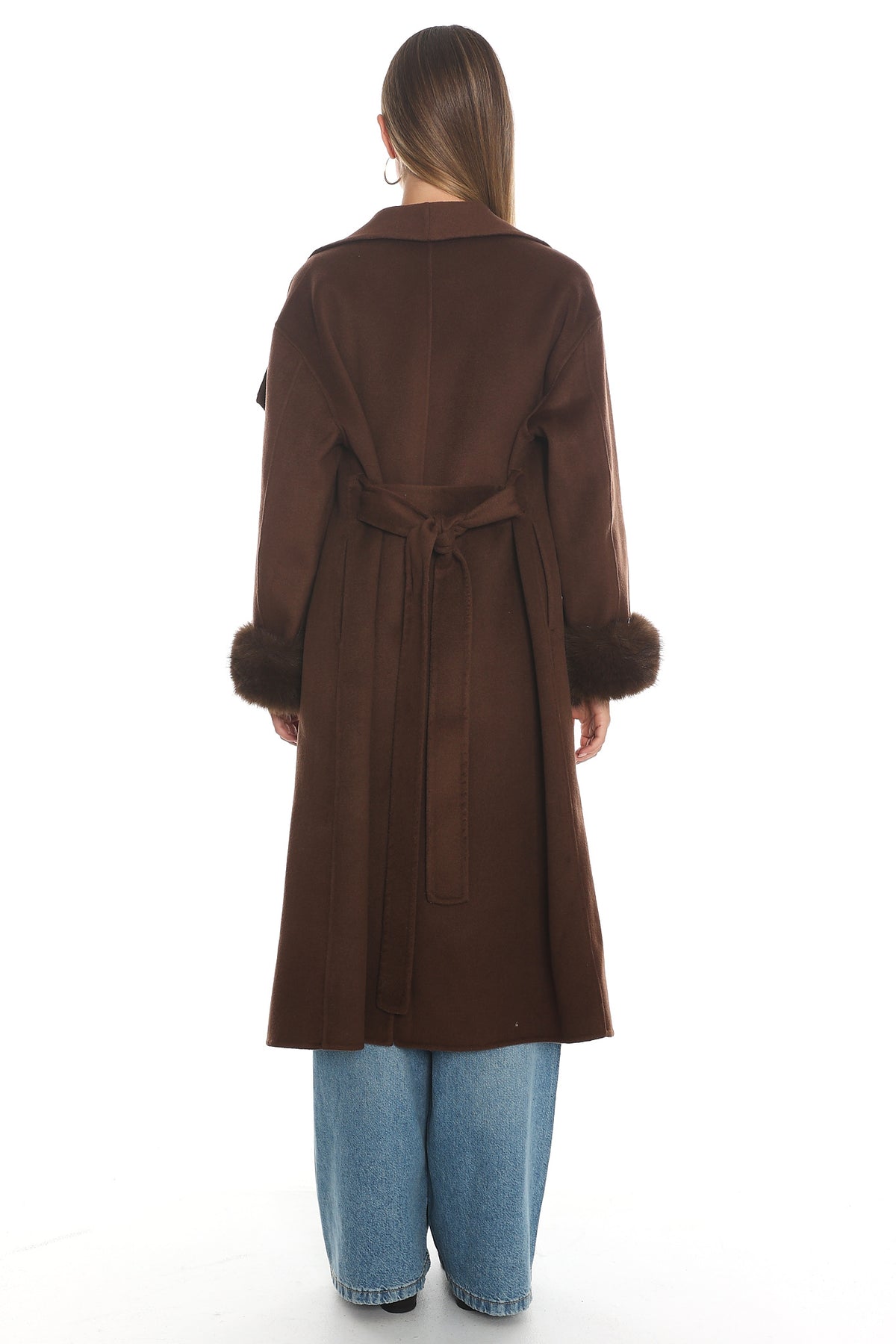 Zannora Faux Fur Coat Chocolate by Selfie Leslie