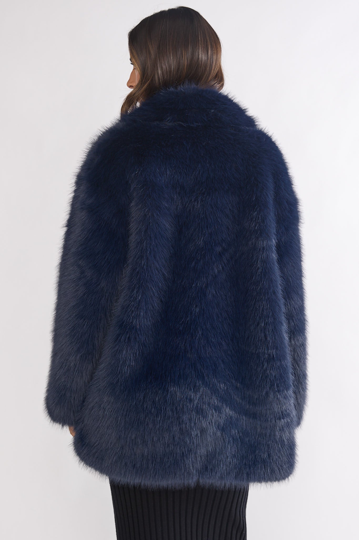 Rilani Faux Fur Pocket Coat Navy | Selfie Leslie