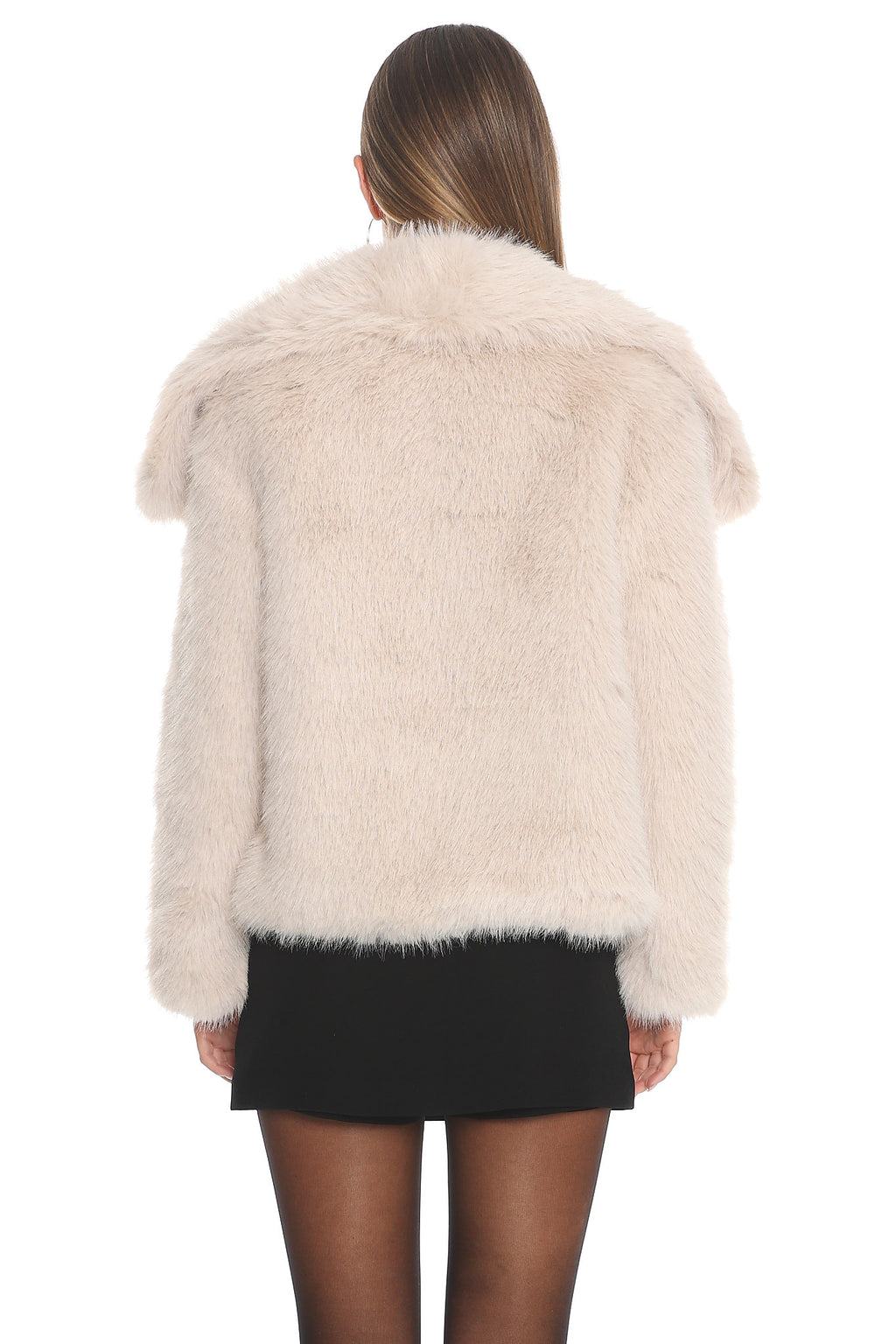 Harlequinn Oversized Lapel Faux Fur Jacket Taupe by Selfie Leslie