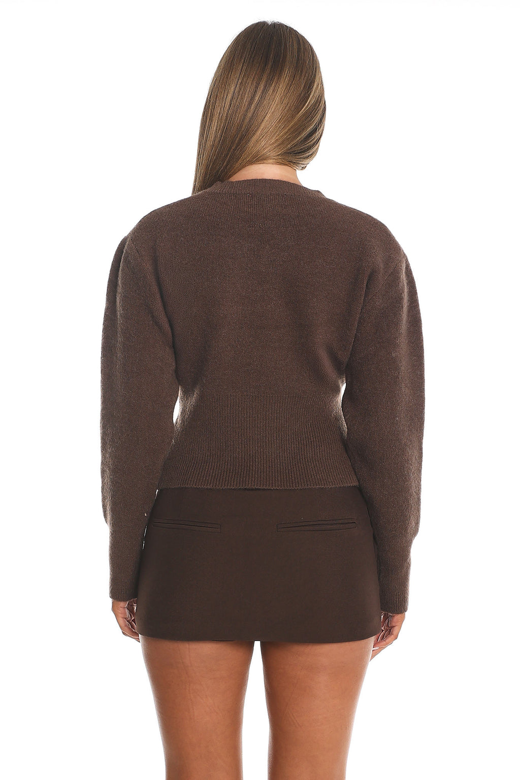 Karisa Zipper Hem Knit Top Mocha by Selfie Leslie
