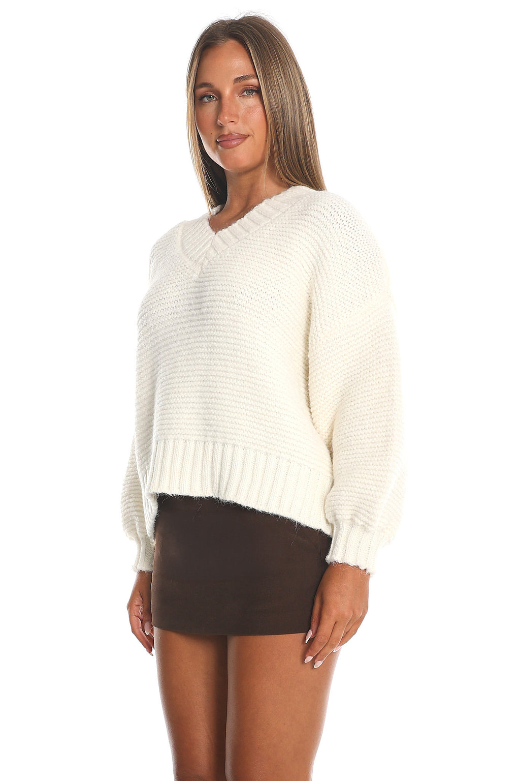 Samaya Chunky Knit Sweater Cream by Selfie Leslie