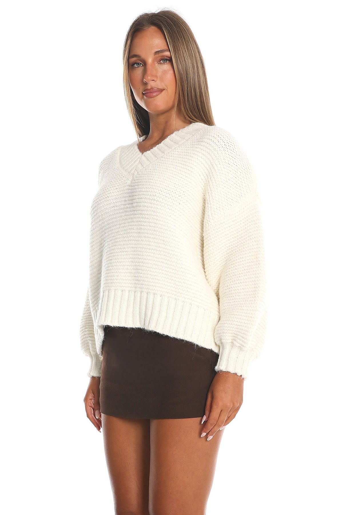 Samaya Chunky Knit Sweater Cream by Selfie Leslie