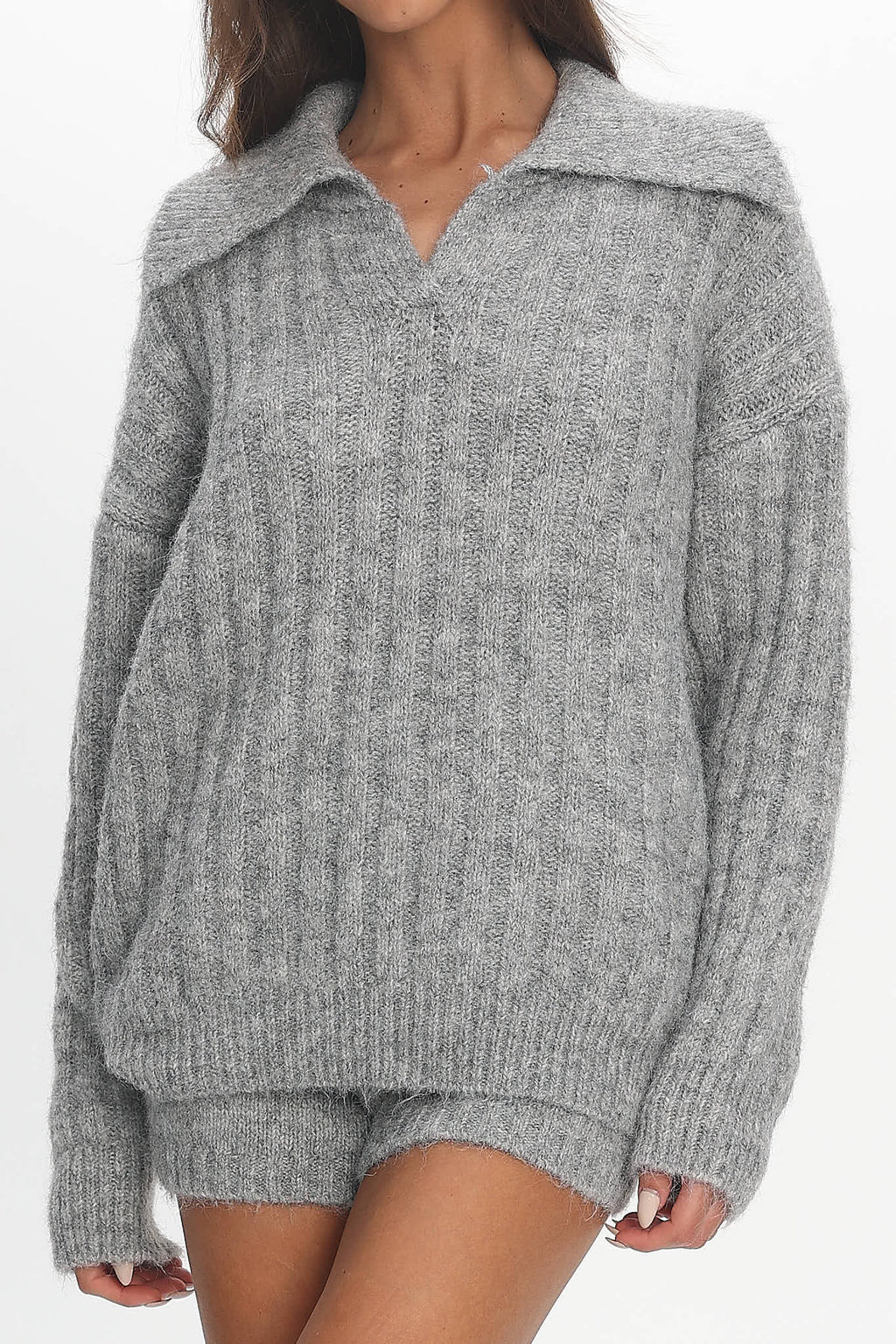 Jenae Oversized Drop Shoulder Sweater Grey