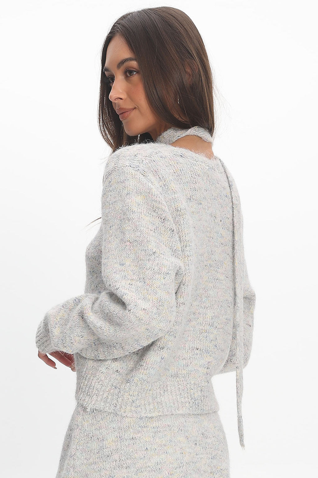 She's Good Button-Up Knit Top Grey