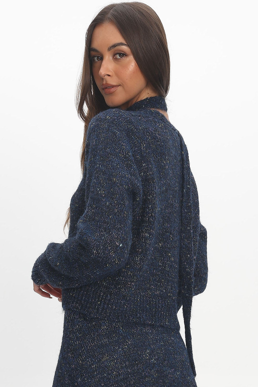 She's Good Button-Up Knit Top Navy