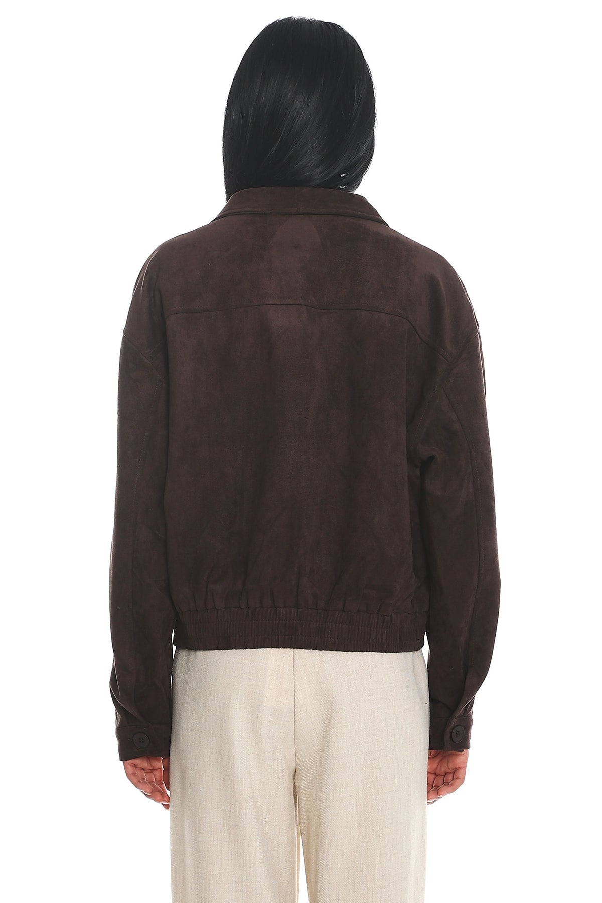 Rampage Faux Suede Blouson Jacket Chocolate by Selfie Leslie