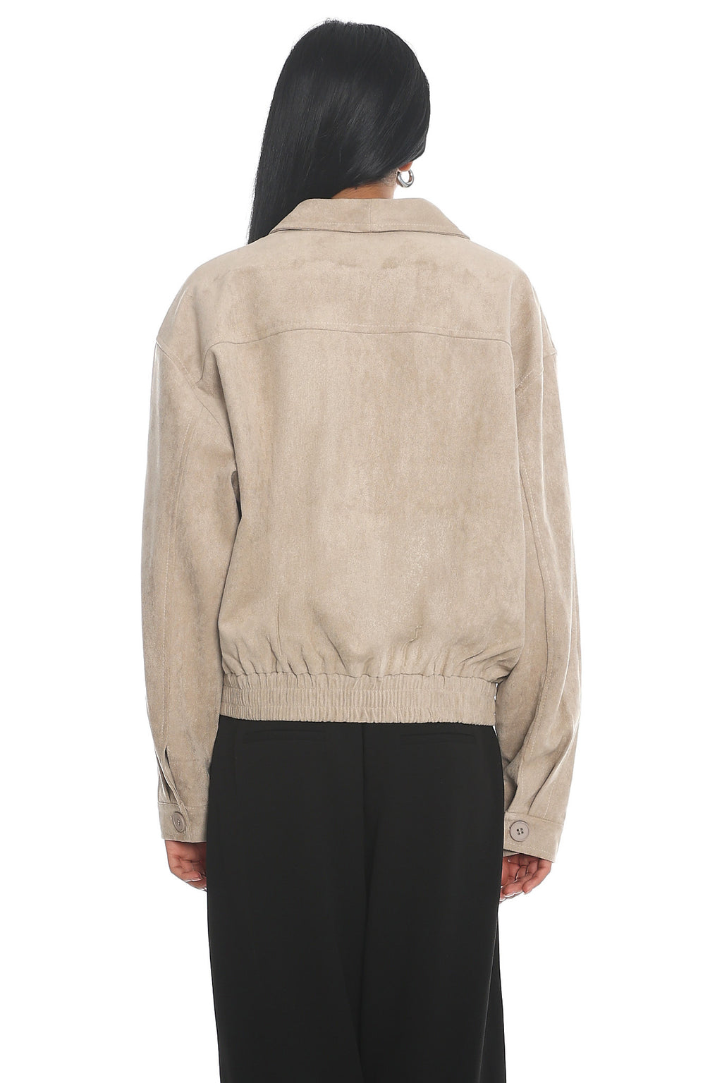 Rampage Faux Suede Blouson Jacket Sand by Selfie Leslie