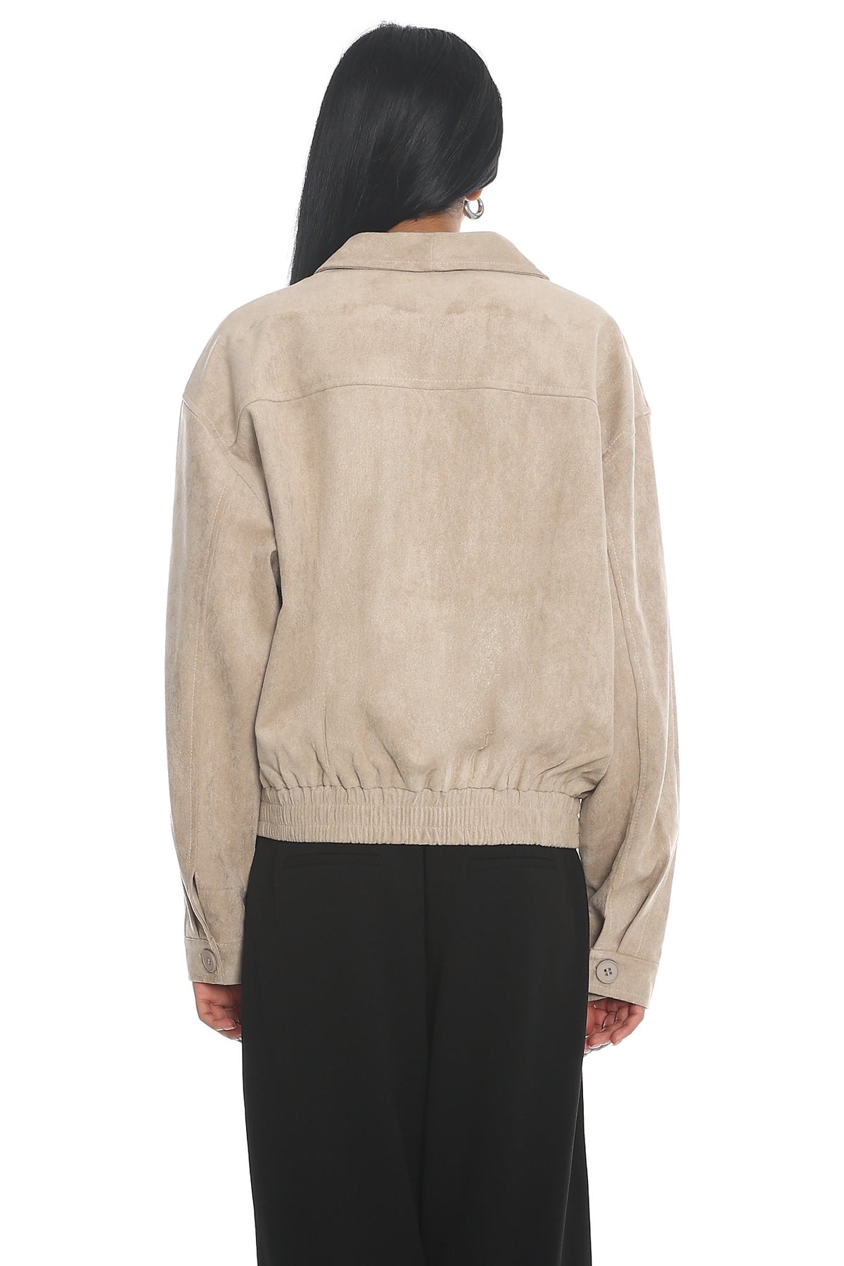 Rampage Faux Suede Blouson Jacket Sand by Selfie Leslie