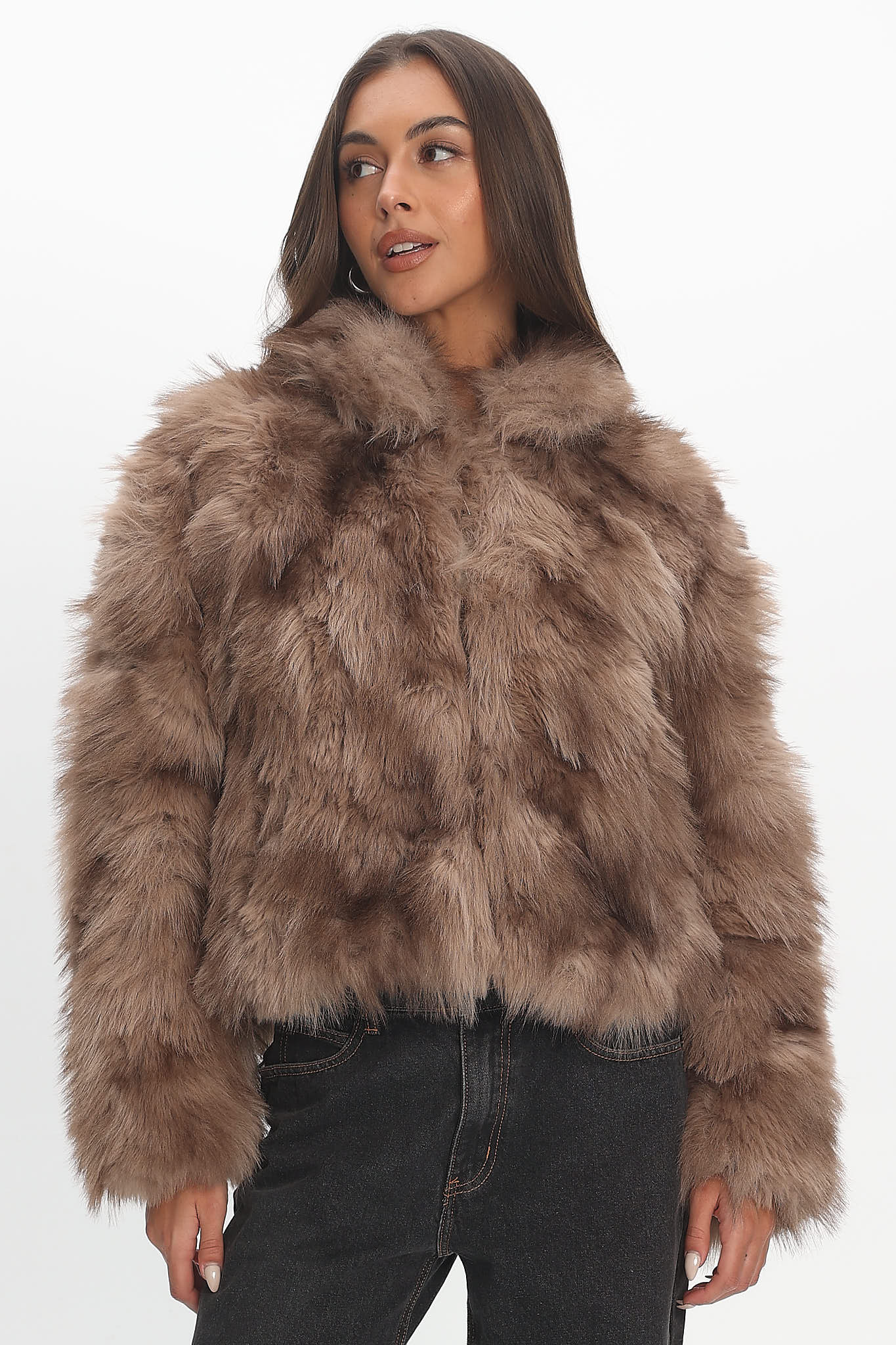 Moving On Faux Fur Coat Mocha