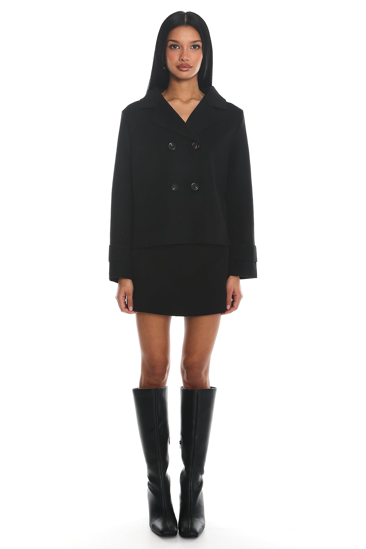 London Night Double-Breasted Coat Black by Selfie Leslie
