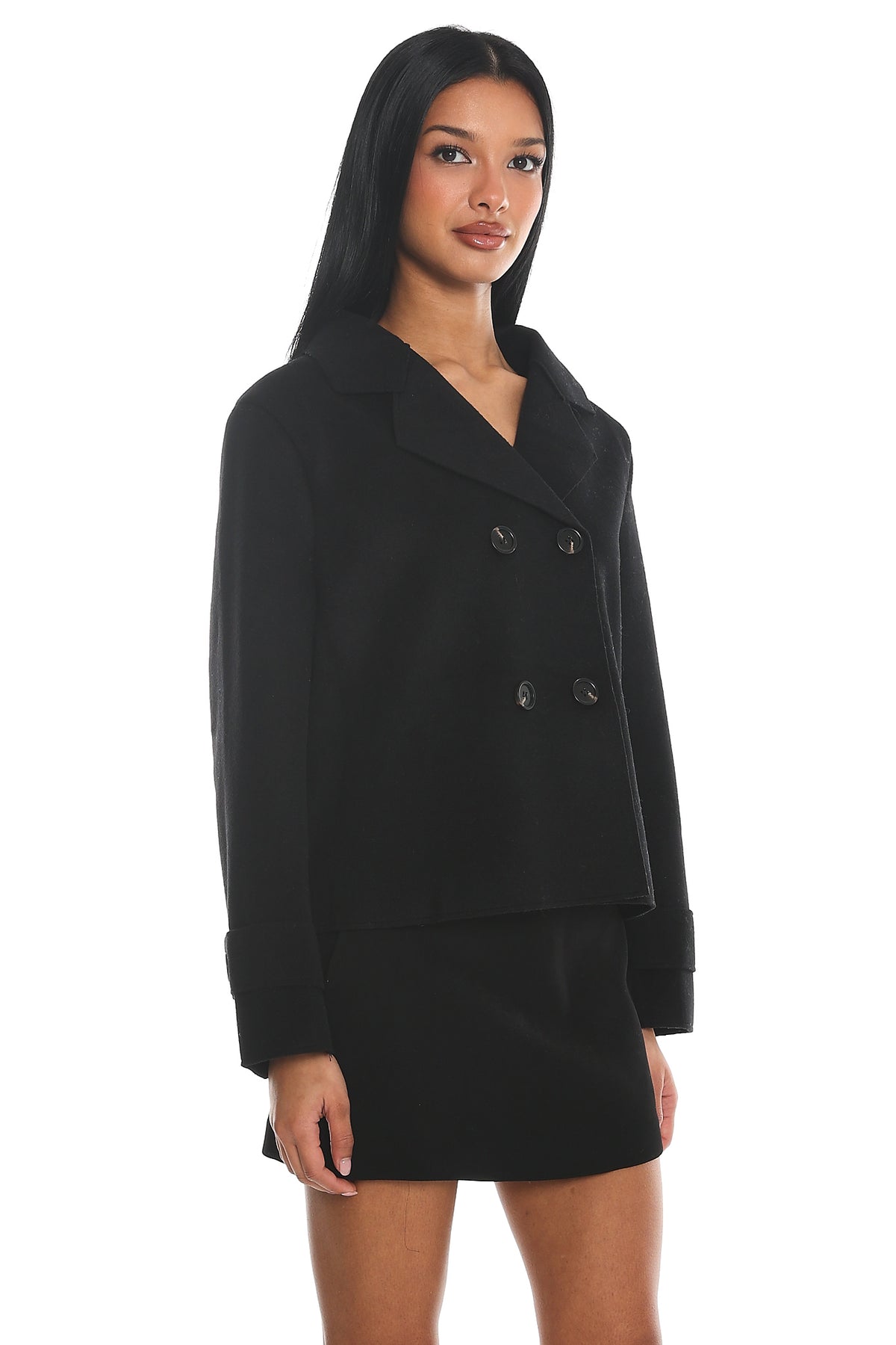 London Night Double-Breasted Coat Black by Selfie Leslie