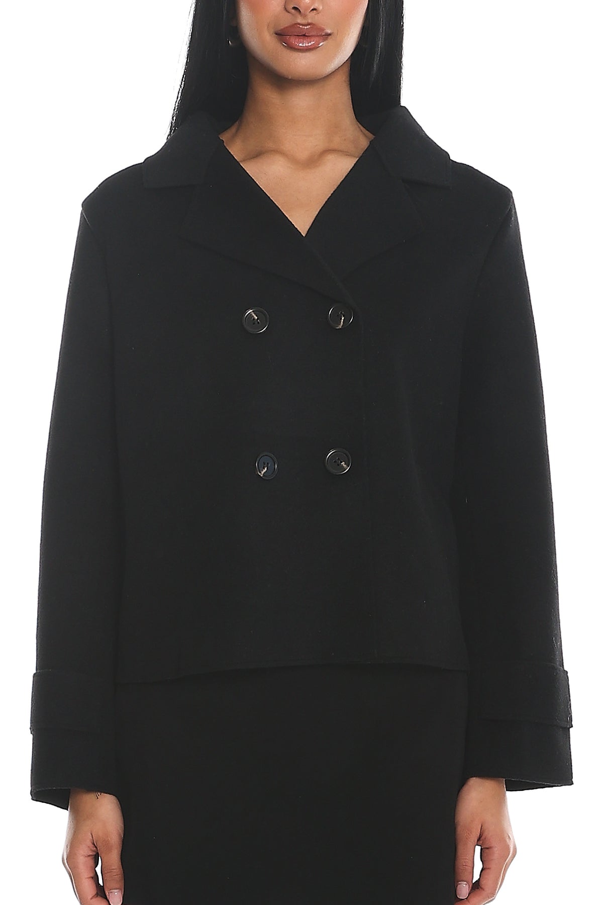 London Night Double-Breasted Coat Black by Selfie Leslie