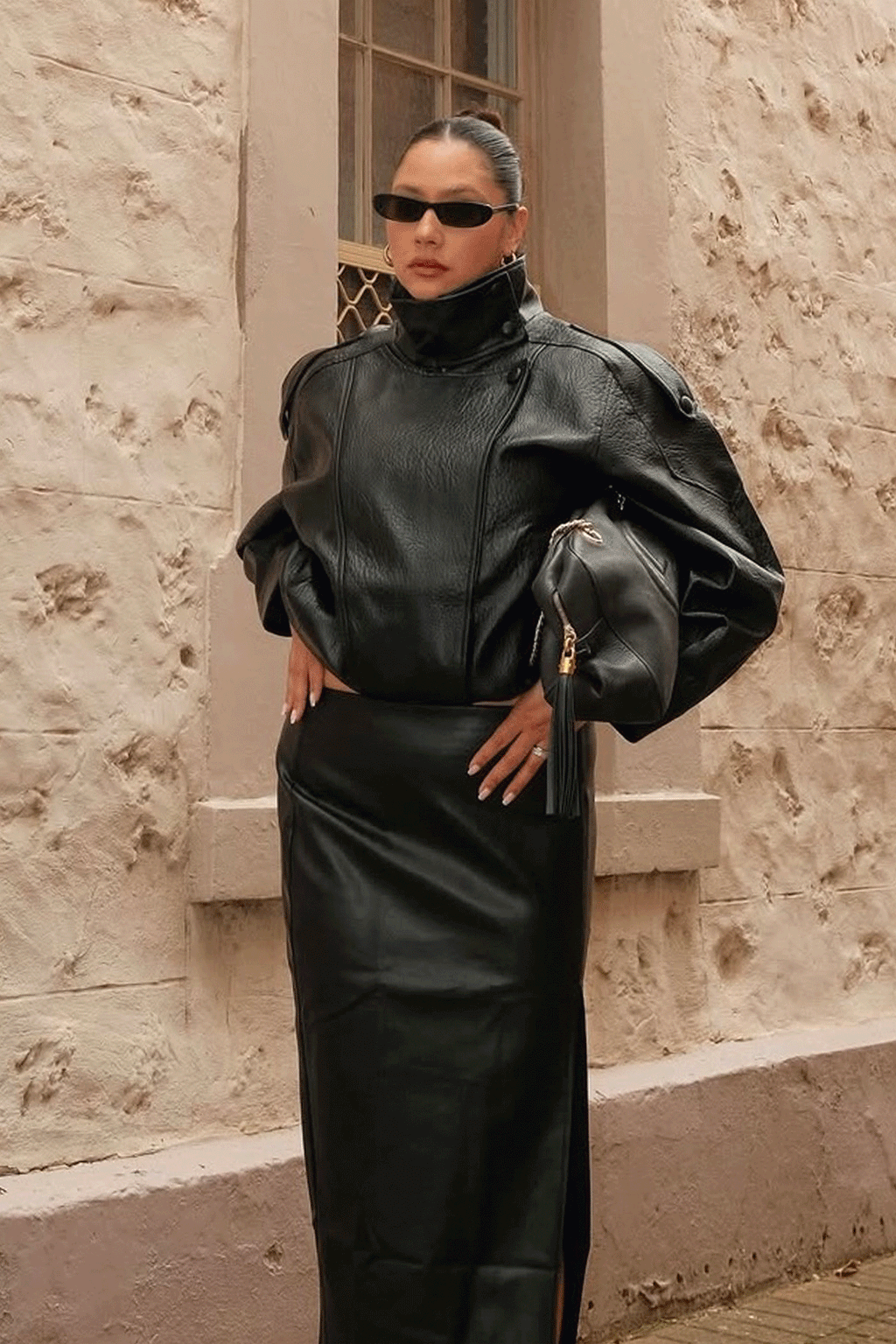 Bellarae High Neck Bomber Jacket Black by Selfie Leslie