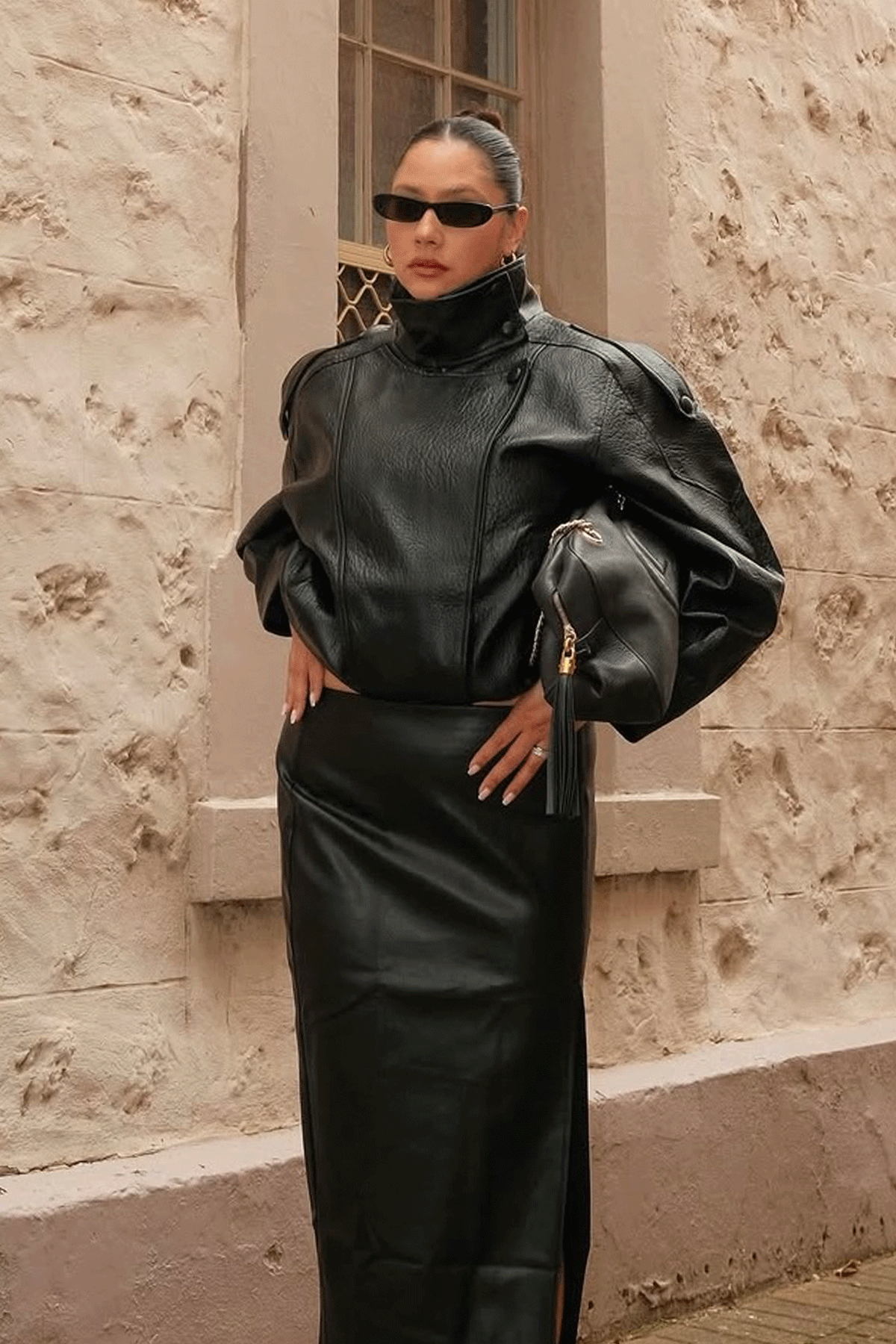 Bellarae High Neck Bomber Jacket Black by Selfie Leslie