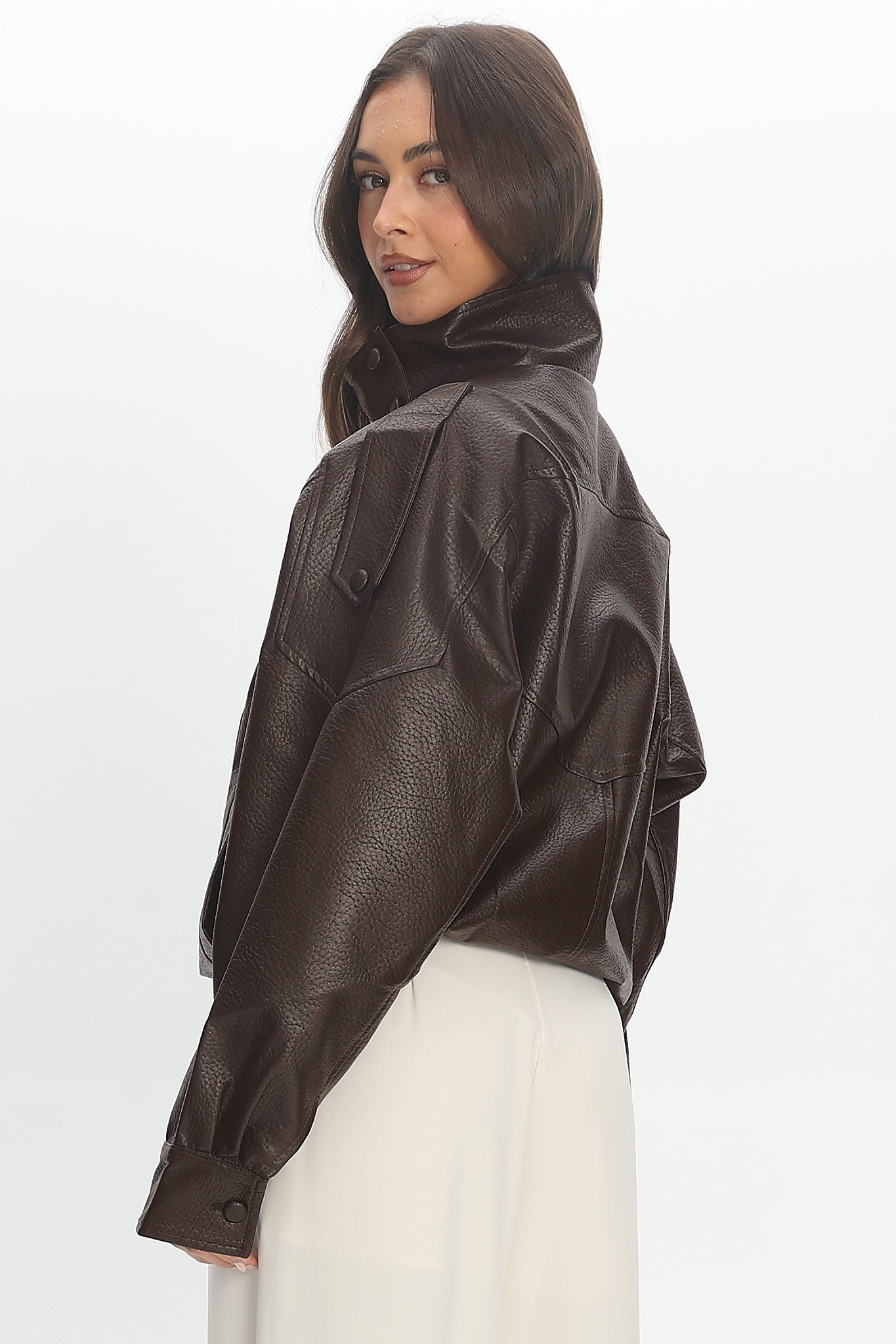 Bellarae High Neck Bomber Jacket Chocolate