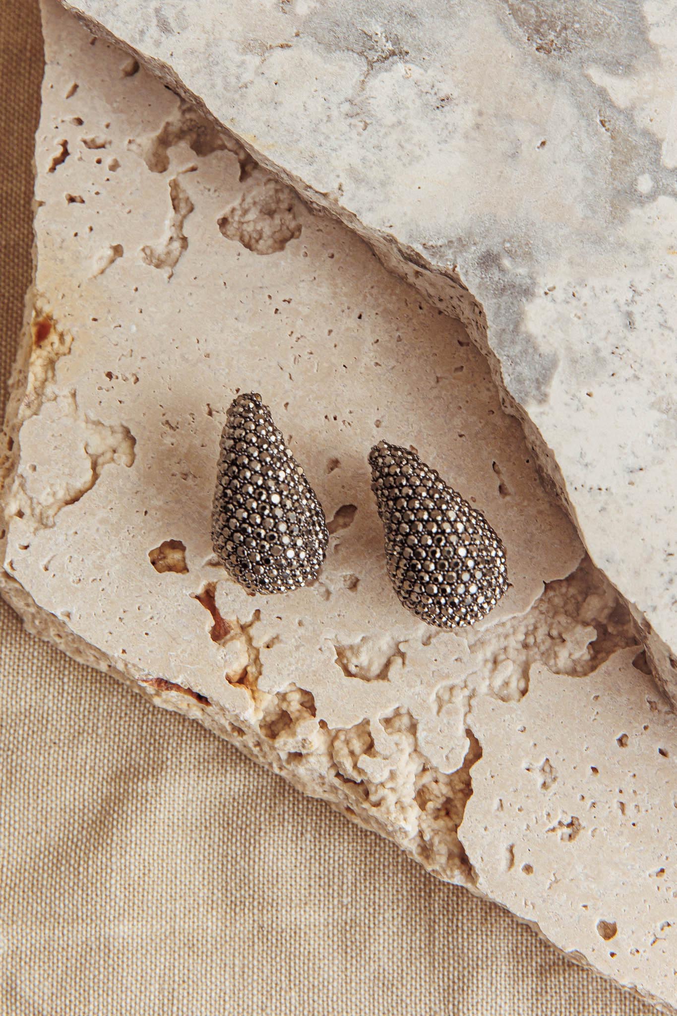 Nebula Pave Teardrop Earrings Black Diamante by Selfie Leslie